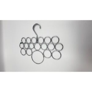 Chrome Multi Ring Scarf Hanger Tie Belt Organizer Silver Metal 19 Loop Accessory
